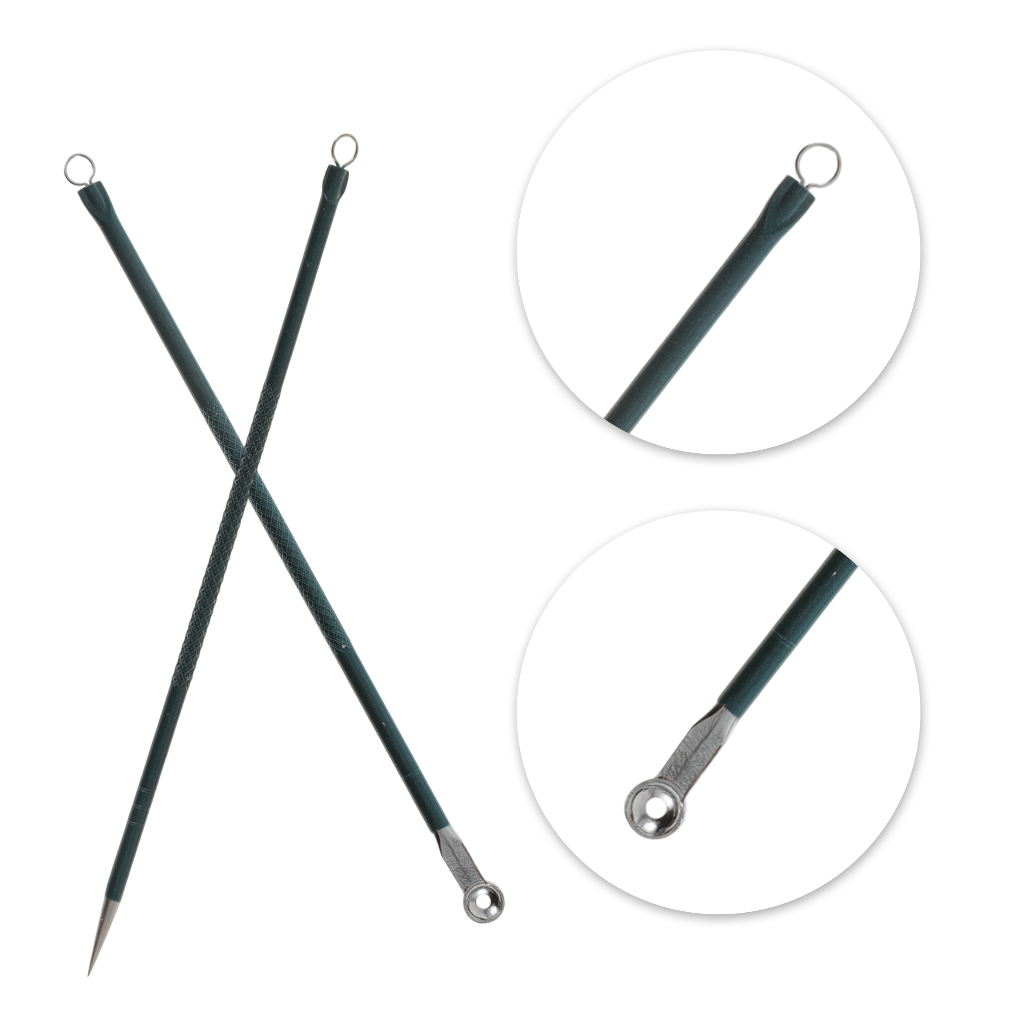 Unique Bargains Straight Clip Pimple Extractor Tool Kit Green 1 Set