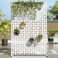 thumbnail image 2 of MAYEERTY 72*47" Outdoor White Metal Privacy Panel Screen for Patio, Coin Pattern, 2 of 8