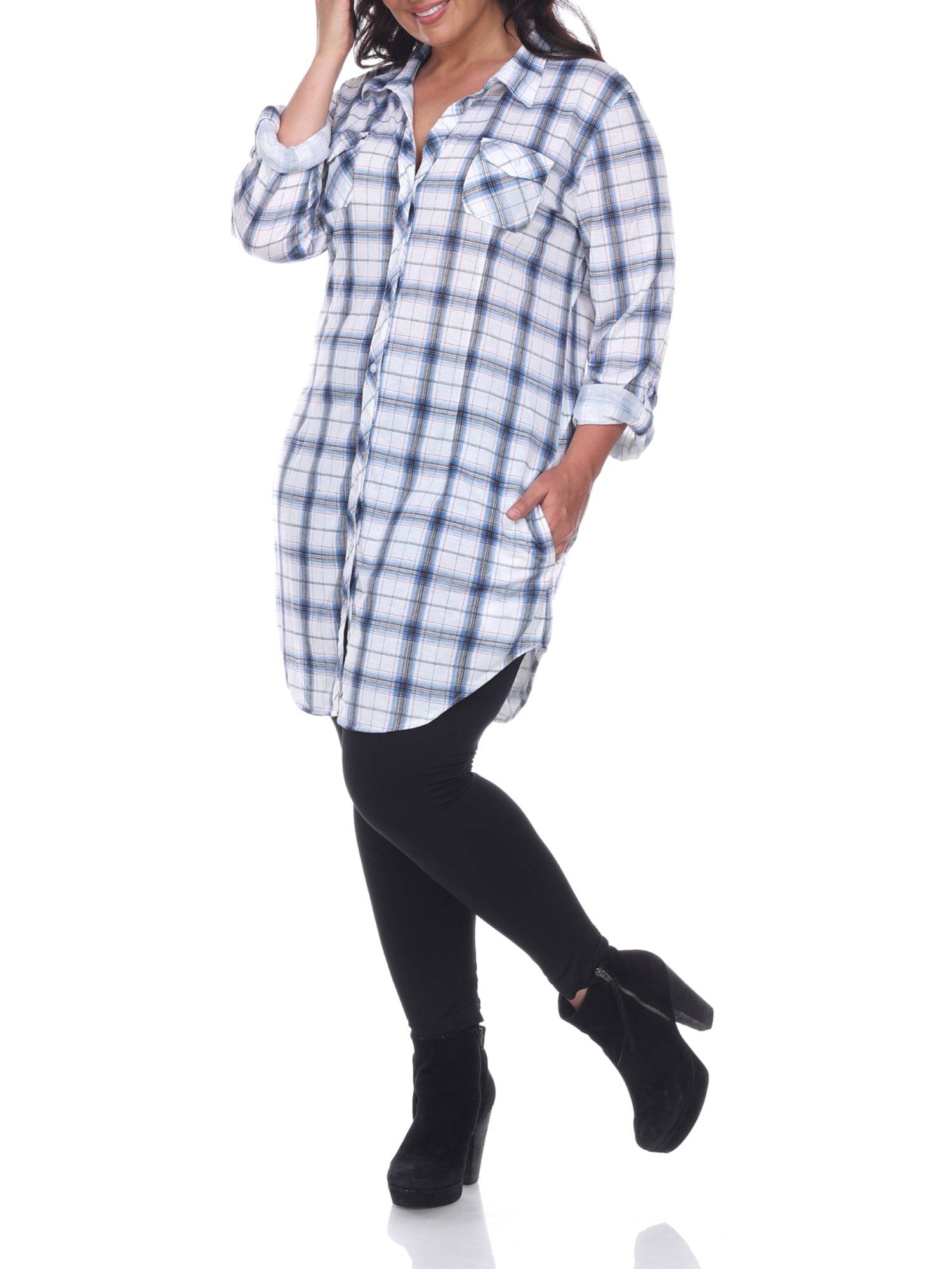 White Mark Women's Plus Size Plaid Tunic Top - Walmart.com