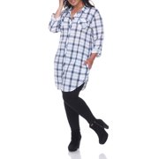 White Mark Womens Plus Size Plaid Tunic Top