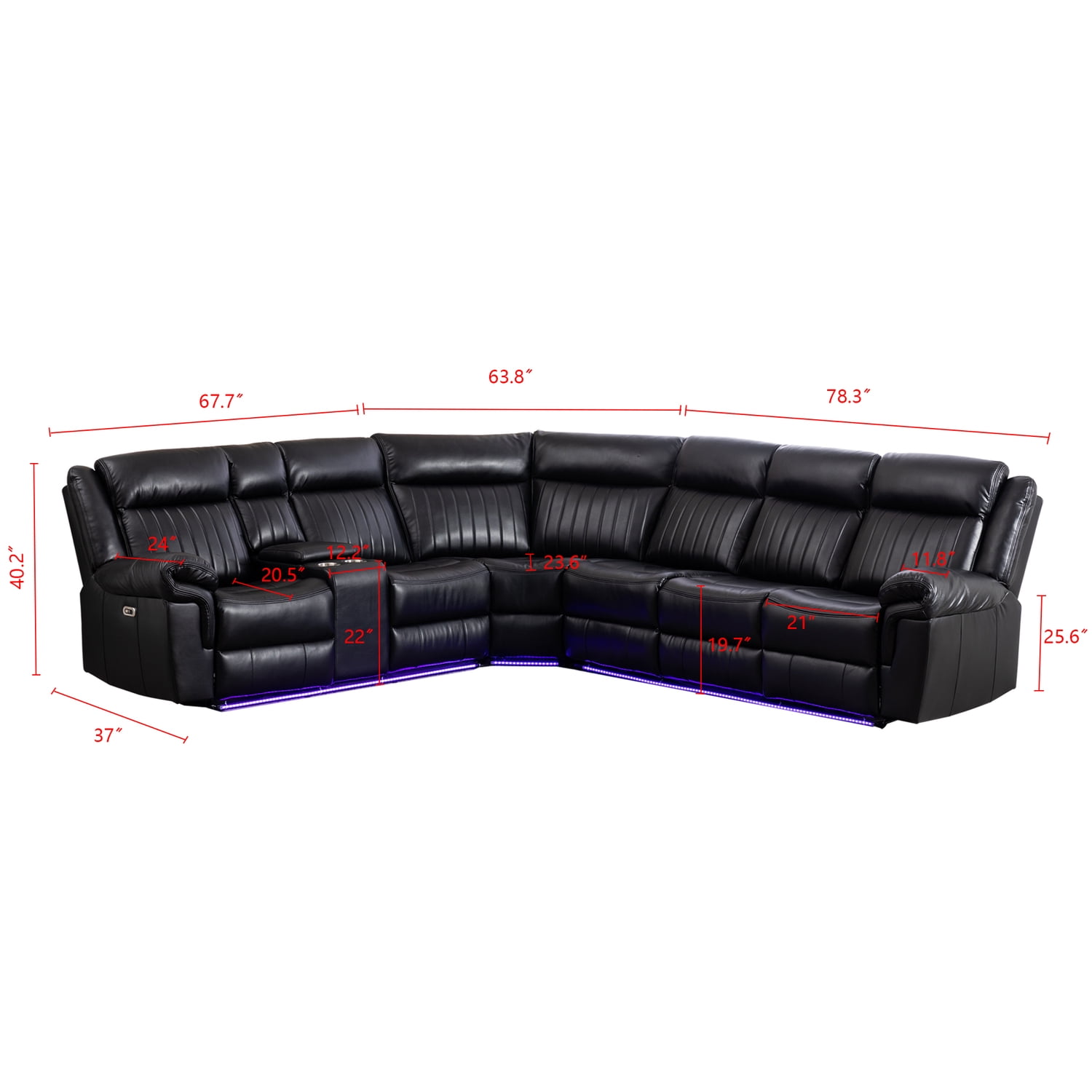 Hybition Power Reclining Sectional Sofa PU Leather L-Shaped