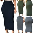 thumbnail image 3 of Michellecmm Women Pencil Skirt, Solid Color Elastic Waist Band Maxi High Waist Slim Skirts Bodycon Long Skirts, 3 of 5