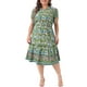 thumbnail image 1 of Vestido midi A línea de verano casual bohemio de flores con cuello en V y mangas cortas para mujer de tallas grandes Agnes Orinda 1X verde, 1 of 8