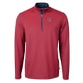 thumbnail image 2 of Men's Cutter & Buck Red/Navy Chicago Cubs Virtue Eco Pique Micro Stripe Big & Tall Recycled Quarter-Zip Pullover Top, 2 of 3
