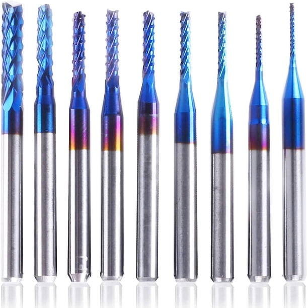 Fresadora Cnc Nano Blue Coat de 10 piezas con vástago de 1/8 "