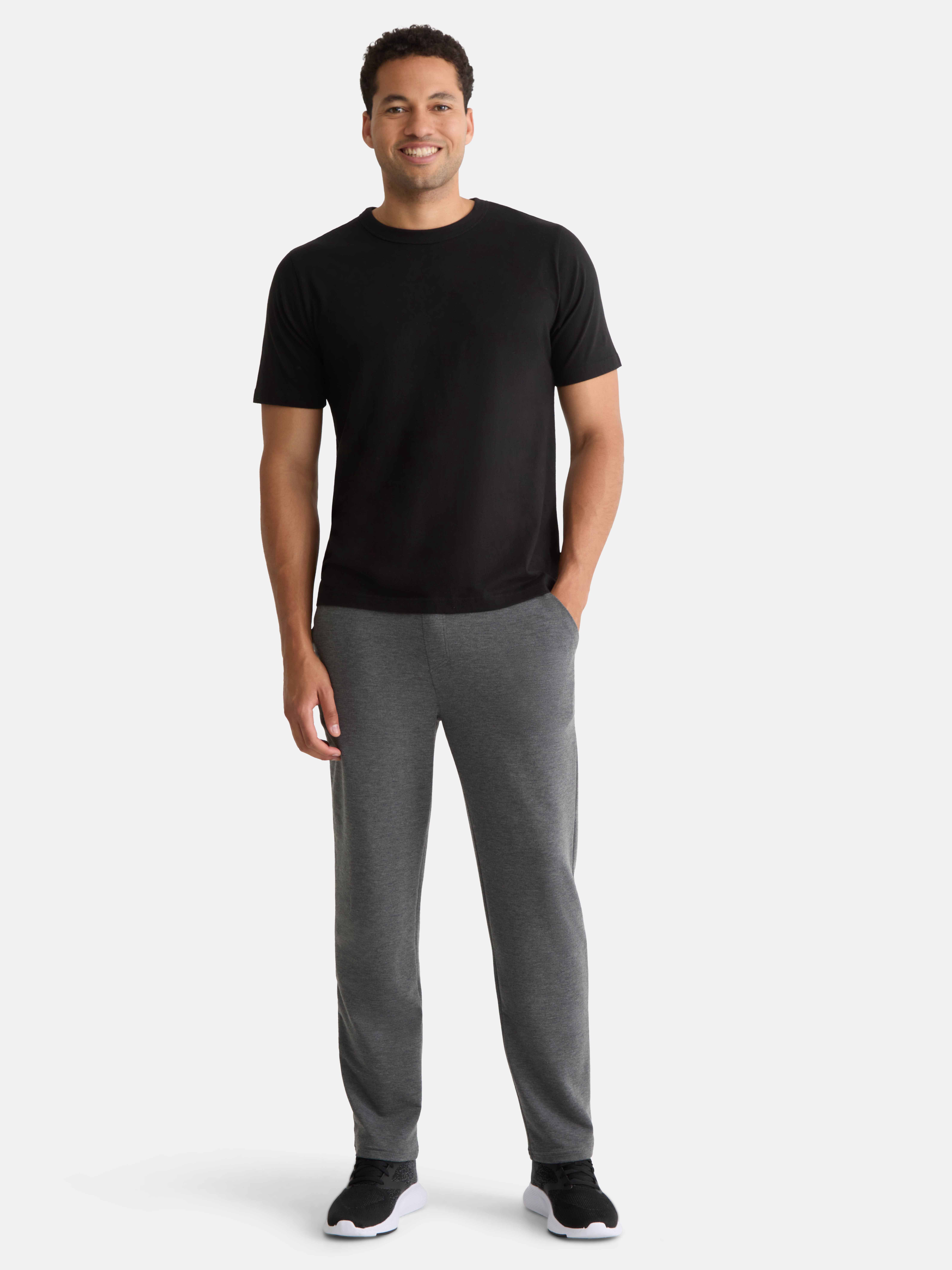 Athletic Works Men's and Big Men's Performance French Terry Open Leg Relaxed Sweatpants, Sizes XS-5XL
