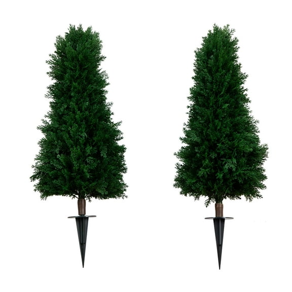 Nearly Natural 3ft. UV Resistant Artificial Cedar Plant with Integrated Ground Stake (Indoor/Outdoor) - Set of 2