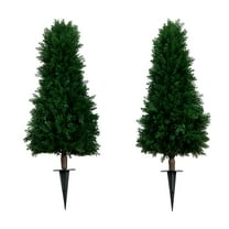 Nearly Natural 3ft. UV Resistant Artificial Cedar Plant with Integrated Ground Stake (Indoor/Outdoor) - Set of 2