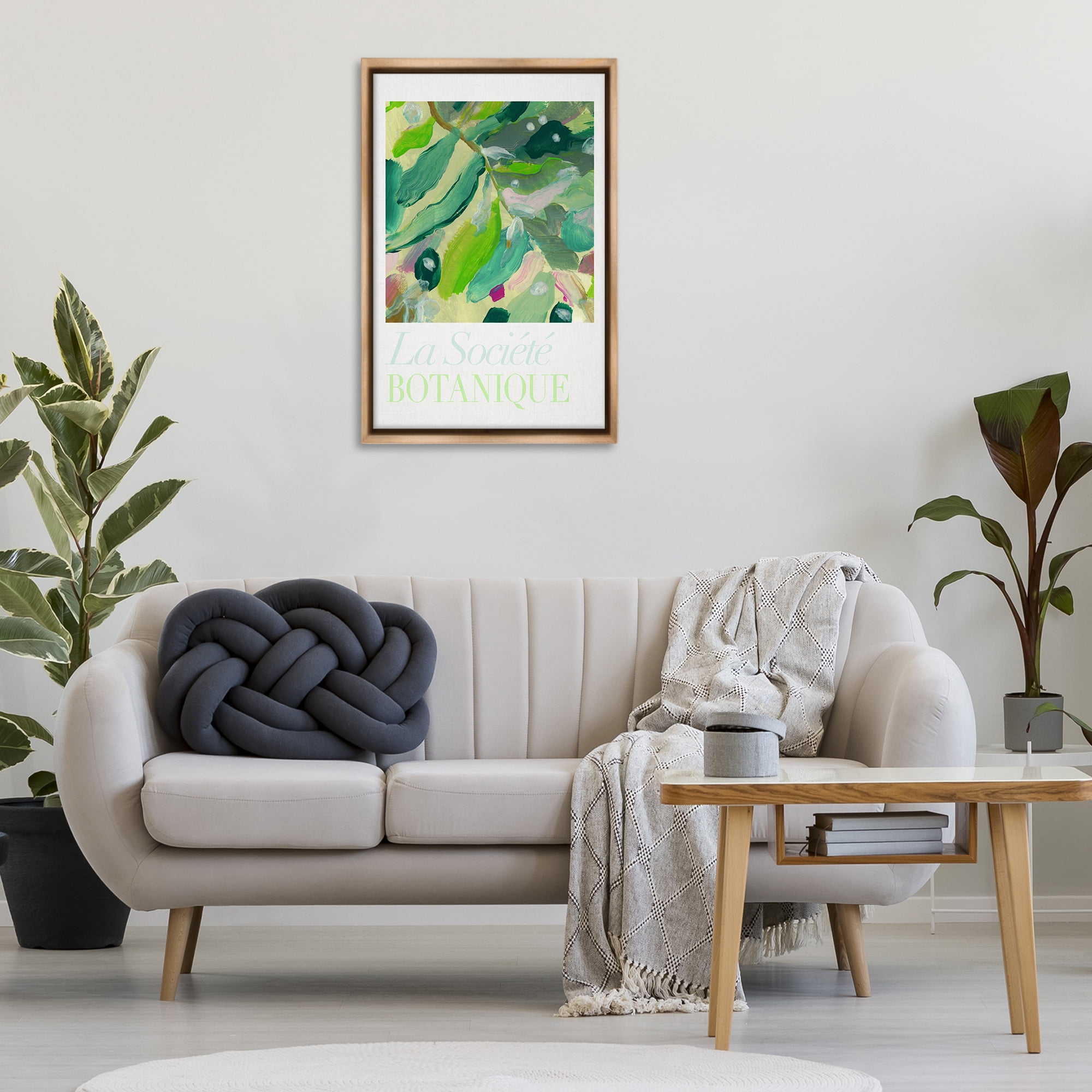 Stupell Industries Abstract French Botanicals Plants & Flowers Painting Brown Floater Framed Canvas Art Print Wall Art, 21 x 31
