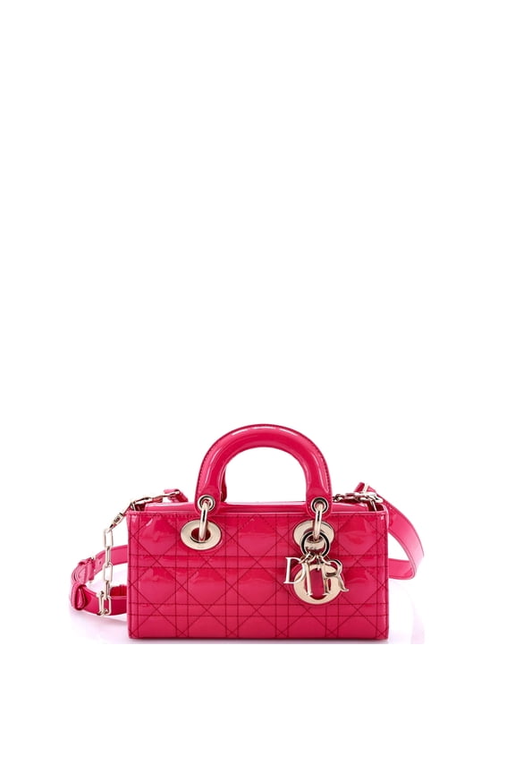 Pre-Owned Dior Lady D-Joy Bag Cannage Quilt Patent Small By Rebag