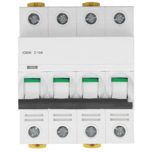 Mini Disyuntor 4P, Disyuntor en miniatura Pa66 Disyuntores de montaje en riel DIN 400V Bajo voltaje 6000A Capacidad de ruptura(10A)