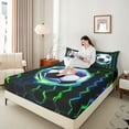 thumbnail image 4 of Castle Fairy Boys Soccer 3pcs Twin Sheet Sets,Sport Football Twin Fitted Sheet,Geometric Hexagon Breathable Flat Sheet,Lightweight Neon Light Room Decor, 4 of 7