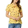 thumbnail image 5 of INSPIRE CHIC Women's Short Sleeve Tie Bow Neck Printed Blouse S Yellow-Cherry, 5 of 7