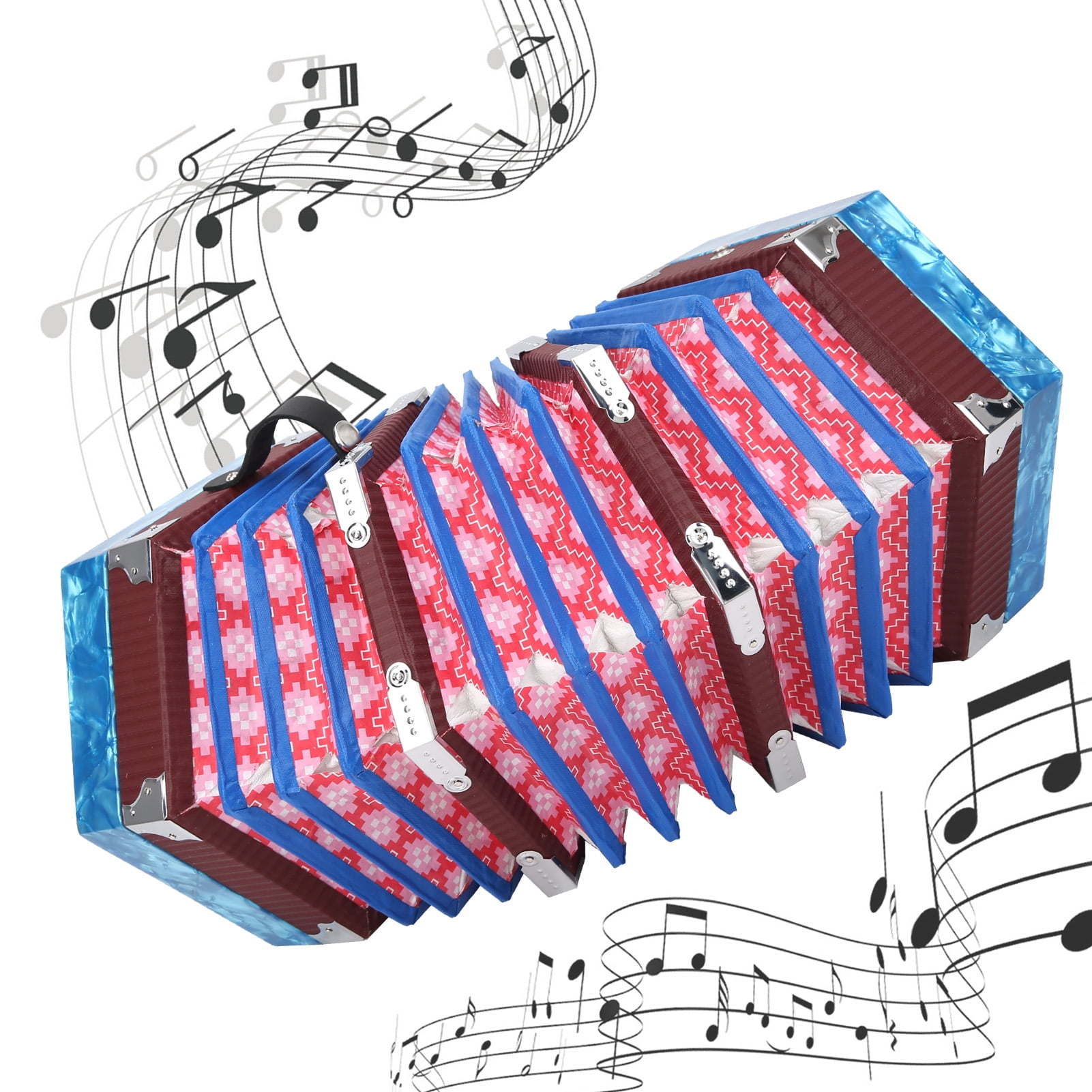 Concertina Accordion Portable Professional for Adults Musical Instrument SuppliesSky Blue