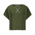 thumbnail image 6 of Lcziwo Open Back Top for Women Oversized Backless Short Sleeve Shirts Athletic Workout Running Y2K Crop Tees Army Green,XL, 6 of 7