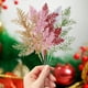 thumbnail image 3 of Ramas de pino de plantas artificiales para decoración del hogar, hojas de flores doradas y plateadas con purpurina, para árbol de Navidad, 5 unidades, 3 of 4