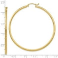 thumbnail image 2 of 10k Solid Yellow Gold Sparkle-Cut 2mm Round Tube Hoop Earrings 55mm Long 2mm Thick Hoop Earring for Women, 2 of 2