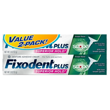 Fixodent Food Seal plus Scope Flavor Adhesive Cream, 2 Pack, 4 Oz