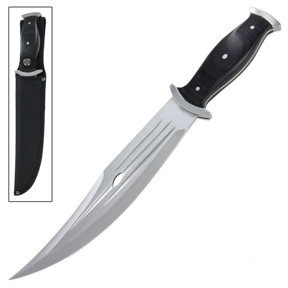 Armory Replicas Full Tang Hunting Knife 10" 440 Stainless Steel , Wooden Handle, Trail Point, Black