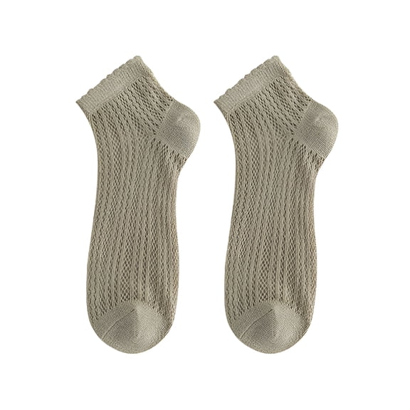 TELOLY Socks for Women, Women's Solid Color Light Mesh Breathable and Comfortable Spring and Summer Thin Short Socks, Crew Socks for Women, Ankle Socks for Women Army Green A