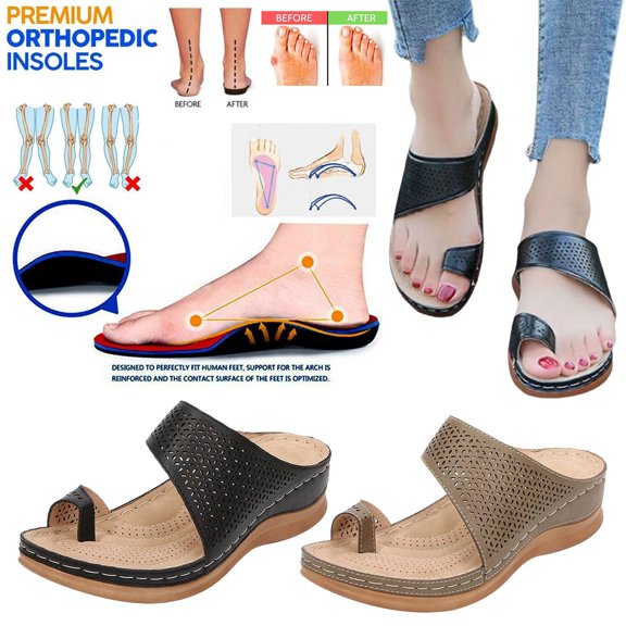 Orthopedic Sandals Women Arch Support Slip On Slippers Breathable Thong Flip Flops Anti-Slip Comfortable Walking Shoes