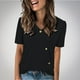thumbnail image 2 of Tops de Color Sólido para las Mujeres, Botón de Cuello en V de Manga Corta, Top de Moda Casual para las Mujeres, 2 of 9