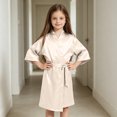 thumbnail image 5 of Frostluinai Kids Satin Robe Solid Color Tie Front Lightweight Open Front Bathrobe for Boys Girls Loungewear Sleepwear 3-12 Years, 5 of 8