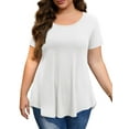 thumbnail image 2 of JYLFC Plus Size Shirts for Women Short Sleeve Tunic T-shirts, White 5XL, 2 of 4