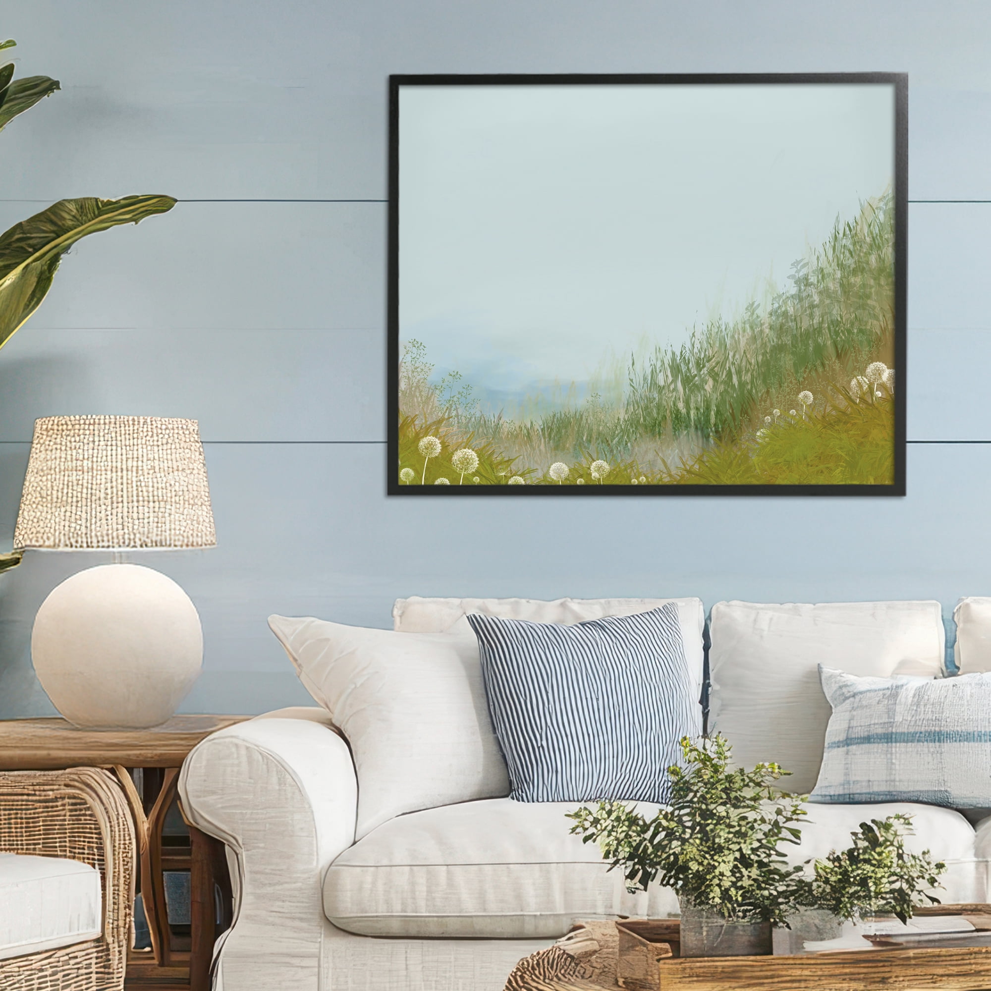 Misty Meadow Hill Black Framed Giclee Art, design by Renel Peters