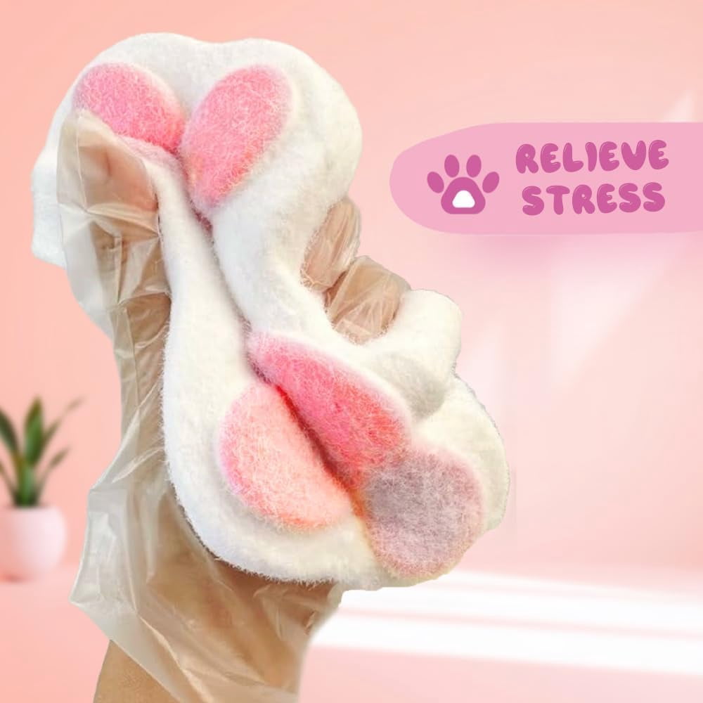Taba Squeeze Toys Handmade Cat Paw Squeeze, 4 Inches Big FuFu Squeeze Paw, Cute Soft Squeeze Fidget Toys Squeeze Toys for Stress Relief (Pink)