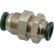 Parker 3/8" Outside Diam, Nickel Plated Brass Push-to-Connect Tube Bulkhead Union 300 Max psi, Tube to Tube Connection, Buna-N O-Ring