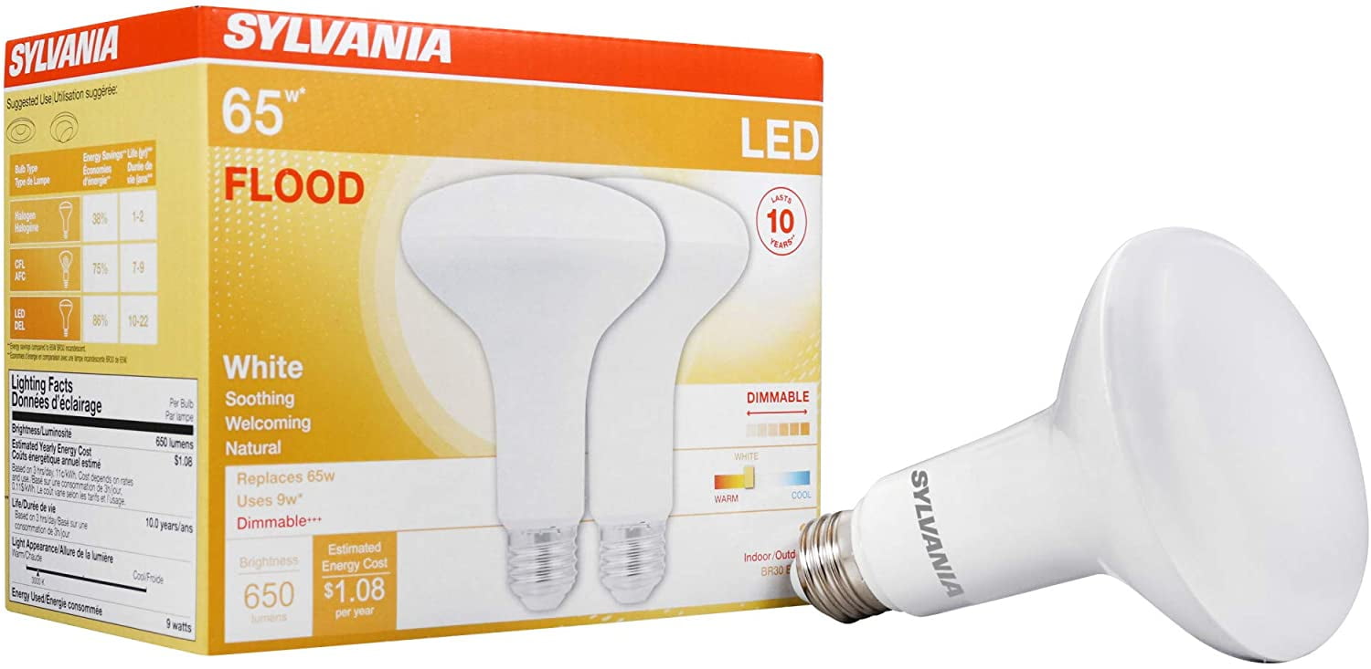 4 Pack Soft White Color Temperature 2700K SYLVANIA LED BR30 65W Equivalent Efficient 10W 4 Pack Soft White Color Temperature 2700K SYLVANIA LED BR30 65W Equivalent Efficient 10W