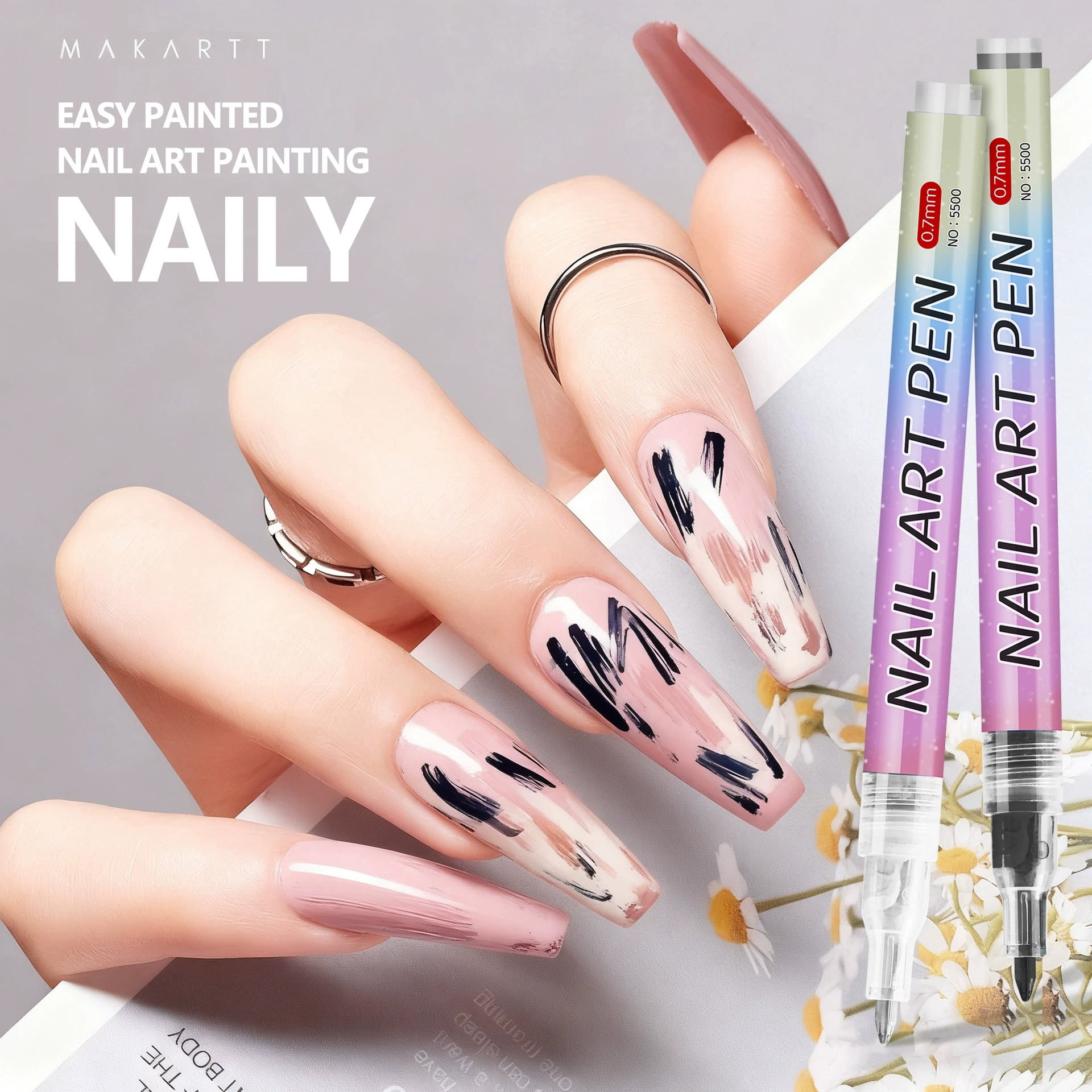 24 Color 0.5mm and 0.7mm Pens 3D Nail Polish Pens Acrylic Paint Pens Nail Markers for Nail Art Drawing Painting, , DIY Nail Art Beauty Adorn Manicure Tools