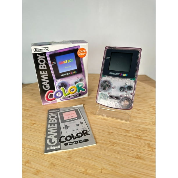 Nintendo GameBoy Color Clear Purple Game Boy %100 OEM Genuine CGB-001 with  Oriignal Box Manual Region Free GBC, Authentic Tested Works Well, RARE 