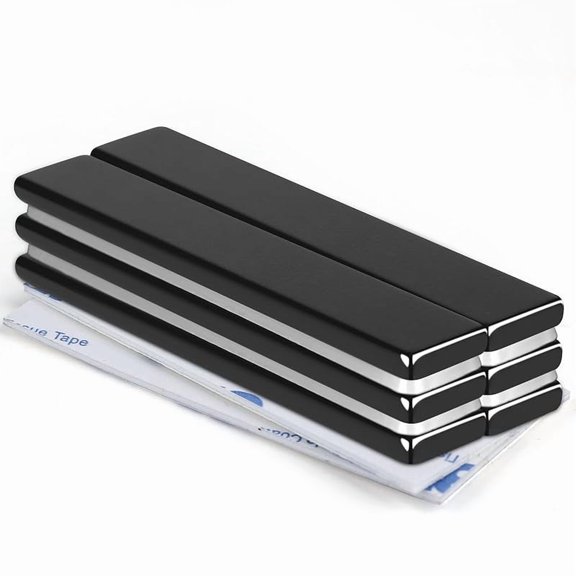 MIKEDE Neodymium Magnets, 5 Pack Black Super Strong Magnets Bar, Waterproof Heavy Duty Magnet with Adhesive Backing, Rare Earth Small Magnet Strips for Fridge, DIY, Craft, Science - 60x10x3 mm