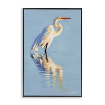Stupell Industries Blue Egret Reflection Animals & Insects Painting Black Framed Art Print Wall Art, 12 x 18