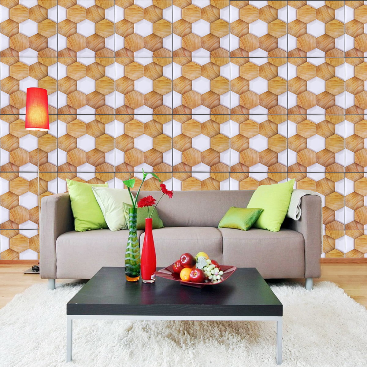 10 Pack 3D Tile Decor, 3D Wall Panels Peel and Stick Wallpaper for Living Room Bedroom