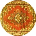 thumbnail image 1 of Ahgly Company Machine Washable Indoor Round Medallion Yellow Traditional Area Rugs, 3' Round, 1 of 4