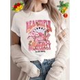 thumbnail image 1 of Women's Retro Round Neck Short Sleeve Geometric Print T-Shirt, 100% Polyester, Machine Washable, 1 of 6