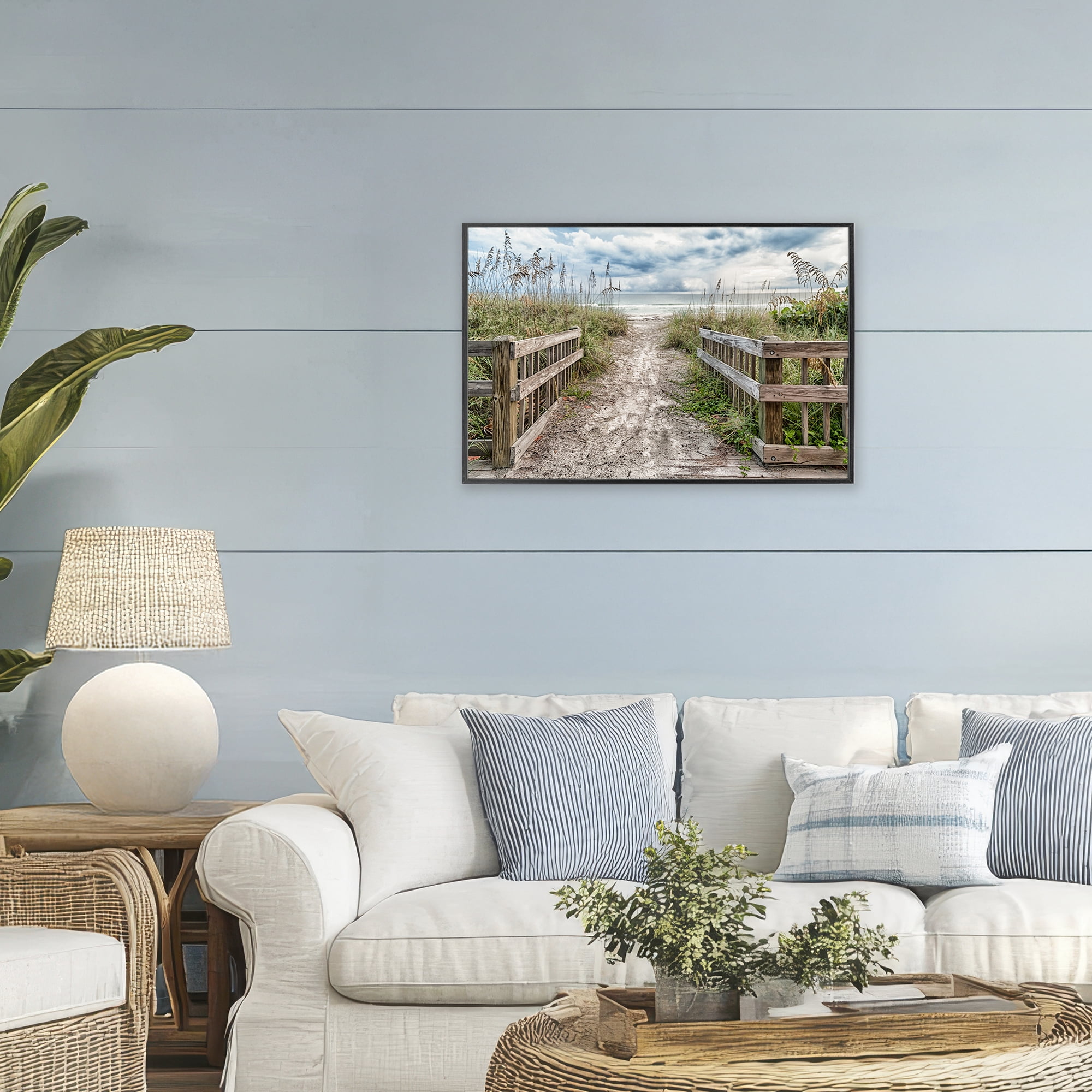 Stupell Industries Beach Entrance Fence Black Framed Giclee Art, design by Mary Lou Johnson