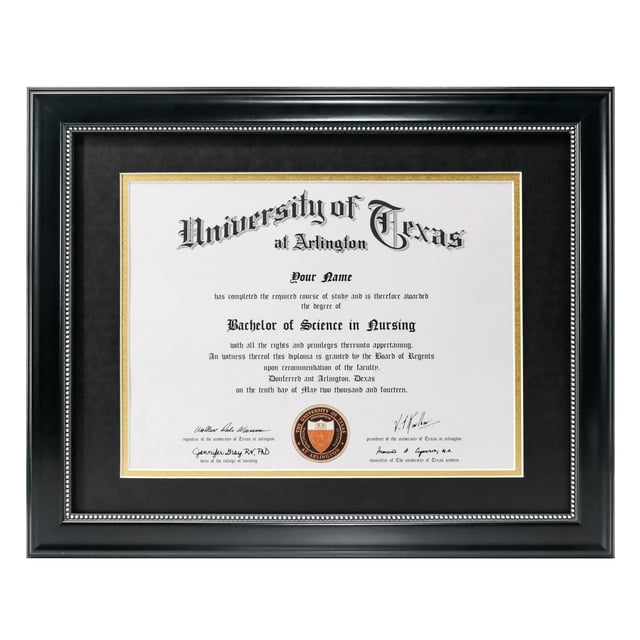 Marco para diplomas Graduation Mall, 21 x 29,7 cm, negro sobre tapete dorado