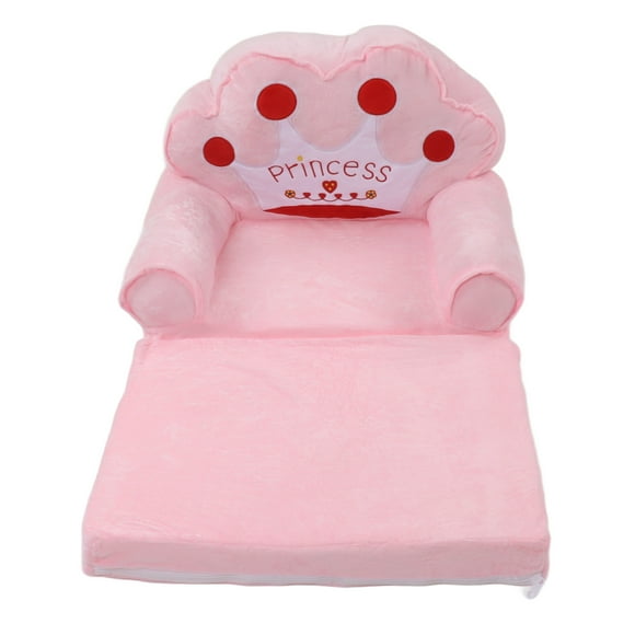 Foldable Kids Sofa Toddler Lazy Girl Sofa Bed Baby Folding Pink Cute Cartoon Princess Crown Pattern Small Bed Couch Sofas