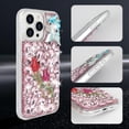 thumbnail image 4 of Compatible with iPhone 15 Pro Bling Diamond Case Sparkle 3D Crystal Rhinestone Glitter Case Luxury Cute Butterfly Floral Case Women Girly Soft TPU Bumper Shockproof Phone Cover, Pink, 4 of 6