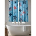 thumbnail image 5 of Independence Day Sheer Curtains 2 Panels Set Five-Pointed Star U. S. Flag Blue Wood Grain Sheer Window Curtains Light Filtering Rod Pocket Voile Drapes for Bedroom Living Room 52"x63", 5 of 9