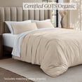 thumbnail image 3 of Bare Home Organic Cotton Jersey Duvet Cover Set with Shams, 3-Piece, Full/Queen, Sand, 3 of 10