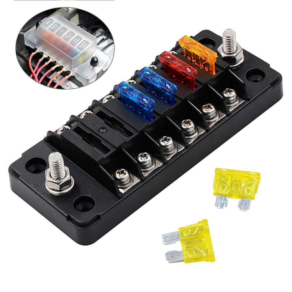 DishyKooker 6-6 Circuit Fuse Block Universial for Under 32V DC Single-Circuit Rated Current 20A Fuse Box AutoAccessory 