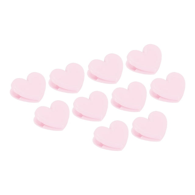 Uxcell Clips de Papel y Bolsa, Paquete de 10 Clips en Forma de Corazón para Snacks, Rosa