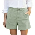 thumbnail image 2 of Work Pants for Women Women Solid Summer Casual Pleated High Waistband Pocket Shorts Mint Green S, 2 of 8