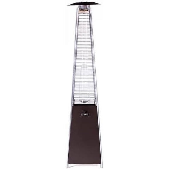 OUtdoor Propane Patio Heater with wheels - Pyramid Type Painted Mocha Steel, Quartz Glass Tube, 40,000 BTU, Commercial & Residential