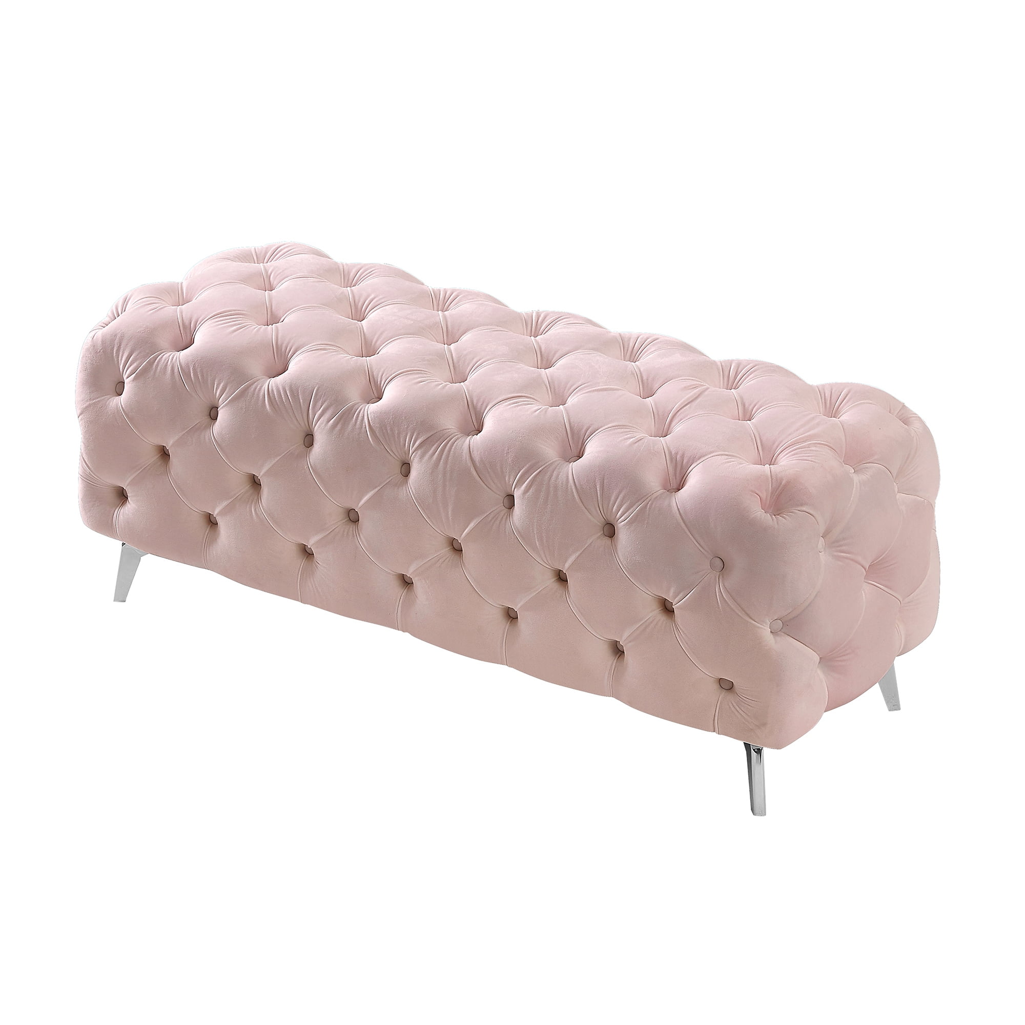 Kepooman 51 Inches Modern Velvet Bedroom Bench, Button-Tufted Upholstered Ottoman End of Bed Bench for Entryway Living Room Bedroom, Pink Kepooman 51 Inches Modern Velvet Bedroom Bench, Button-Tufted Upholstered Ottoman End of Bed Bench for Entryway Living Room Bedroom, Pink